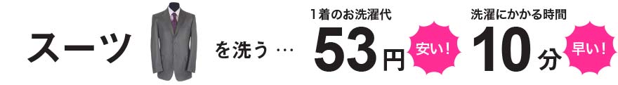 スーツは1着53円で、かかる時間は10分